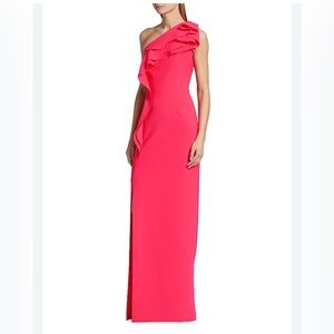 NWOT Teri Jon by Rickie Freeman One-Shoulder Gown size 6 Watermelon color